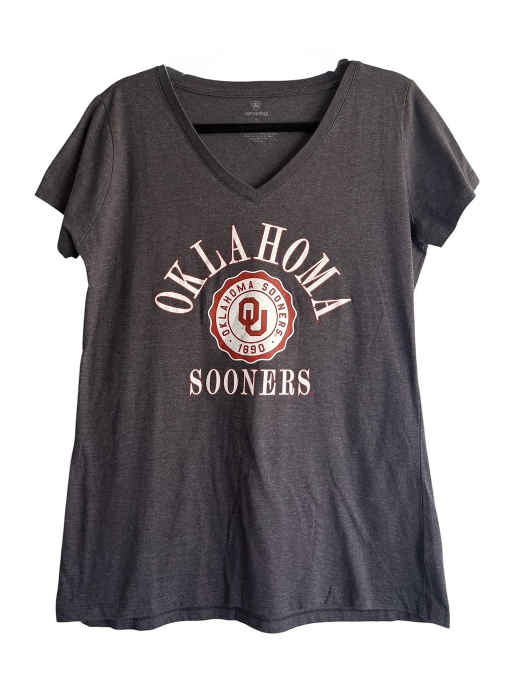 Oklahoma Sooners Charcoal Gray V-Neck Tee